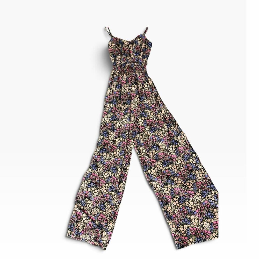 Emerald Sundae Floral Smocked Wide-Leg Jumpsuit
